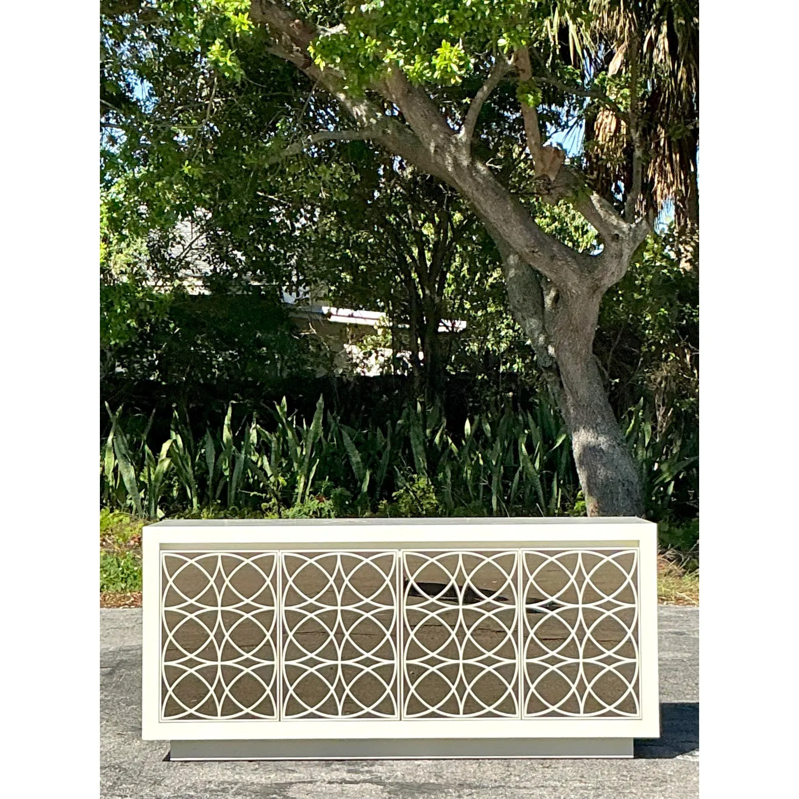 Vintage Regency Fretwork Credenza With Mirrored Front — additional photo 5