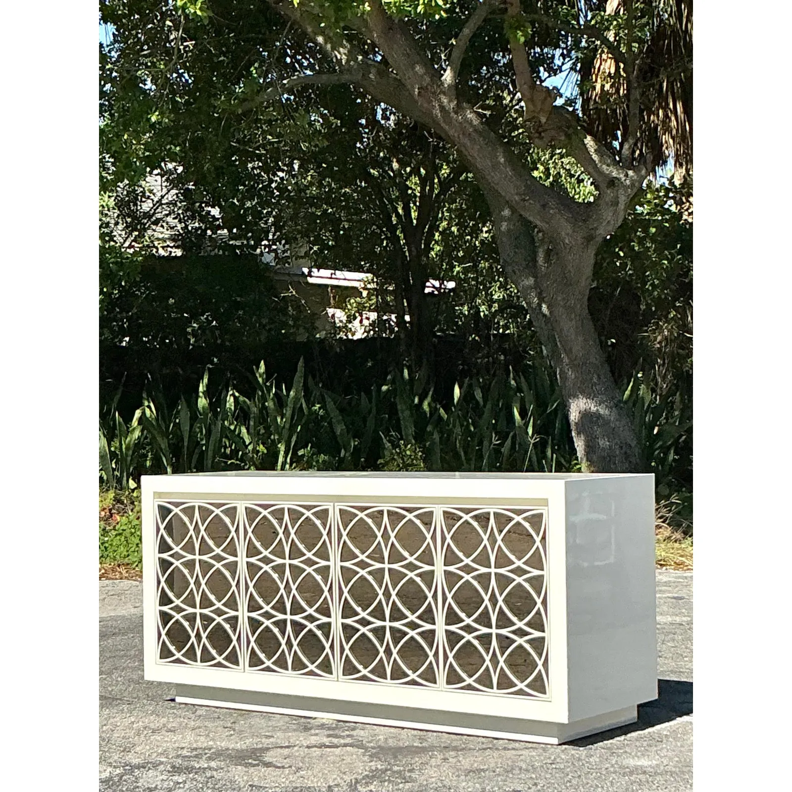 Vintage Regency Fretwork Credenza With Mirrored Front — additional photo 6