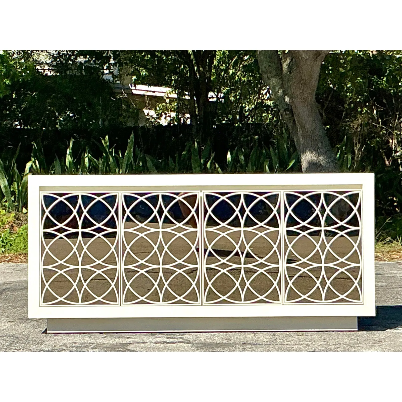 Vintage Regency Fretwork Credenza With Mirrored Front — additional photo 7