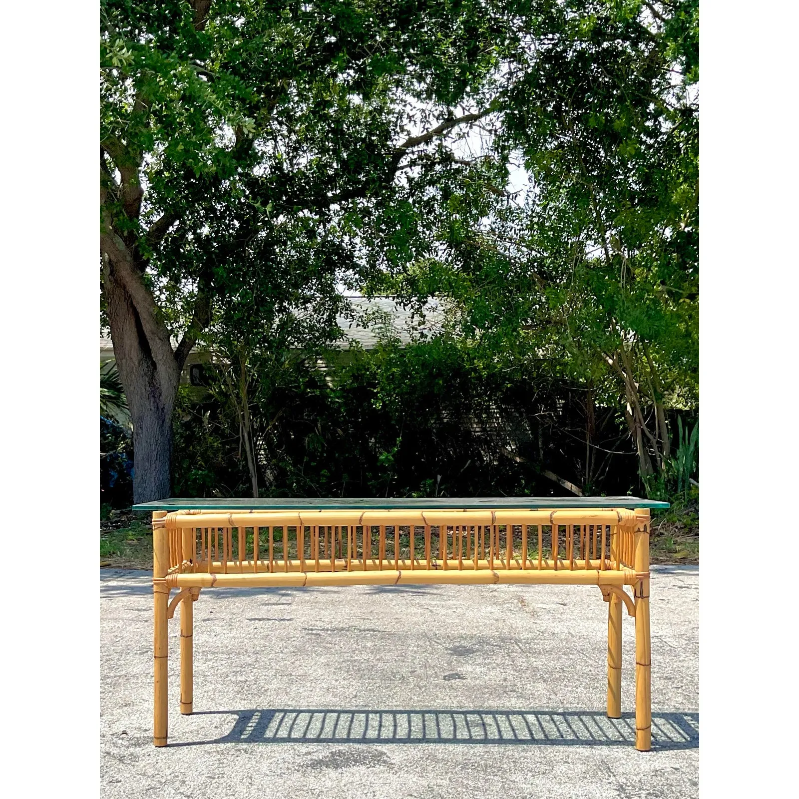 Vintage Coastal Bamboo Console Table — additional photo 5