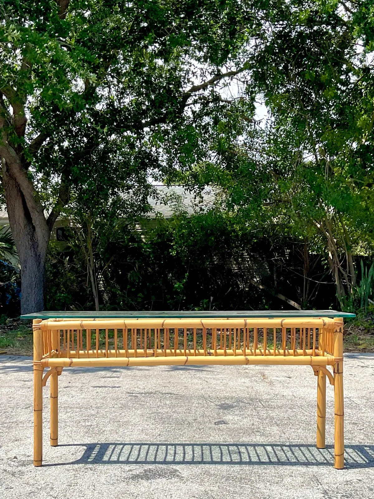 Vintage Coastal Bamboo Console Table — additional photo 4