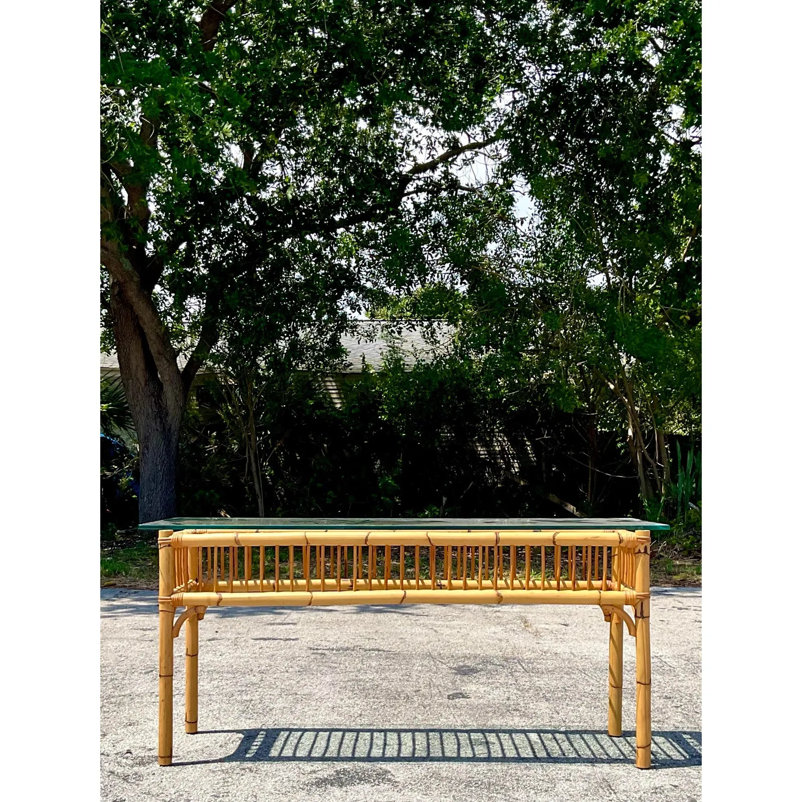 Vintage Coastal Bamboo Console Table — additional photo 7