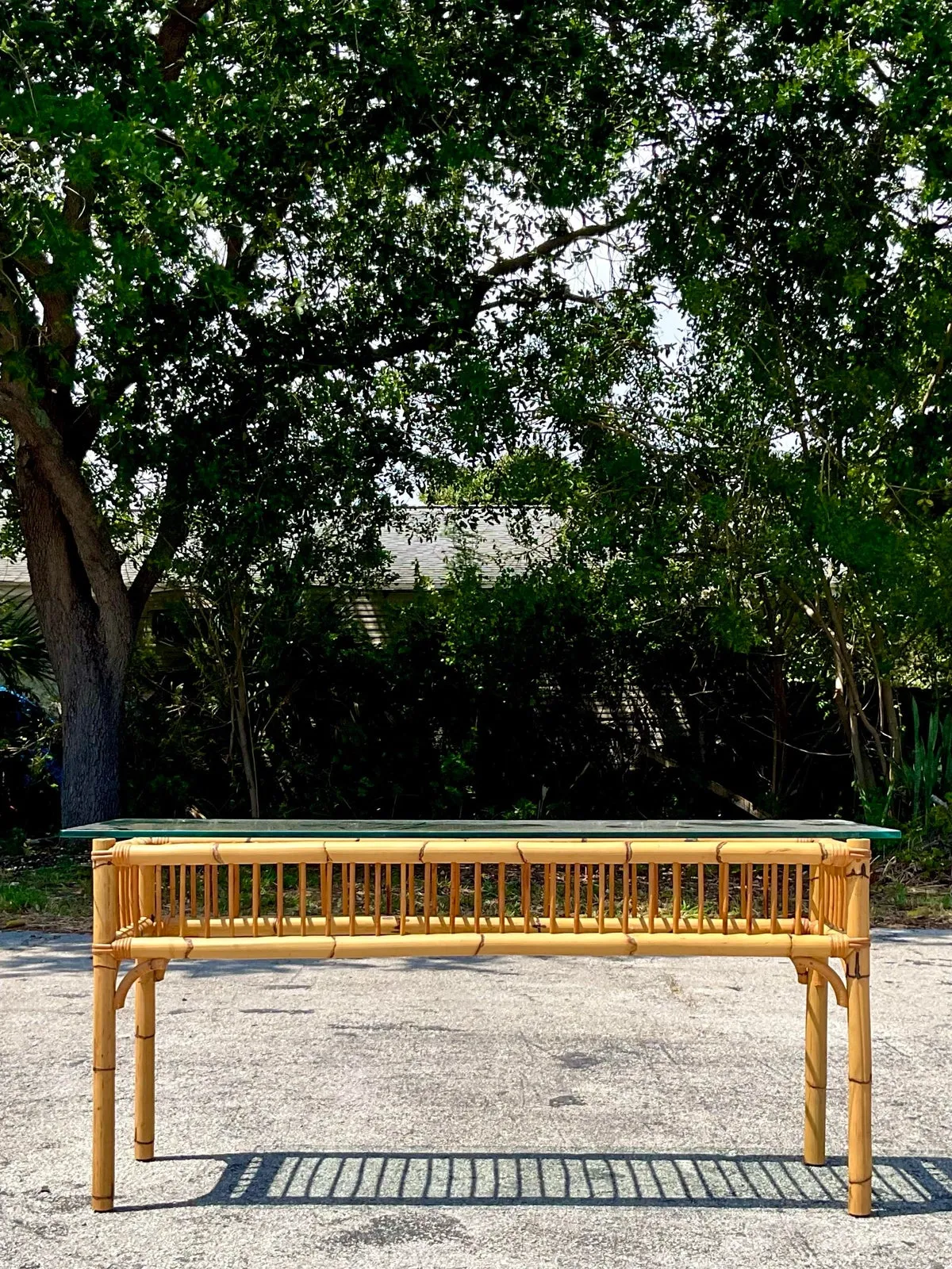 Vintage Coastal Bamboo Console Table — additional photo 6