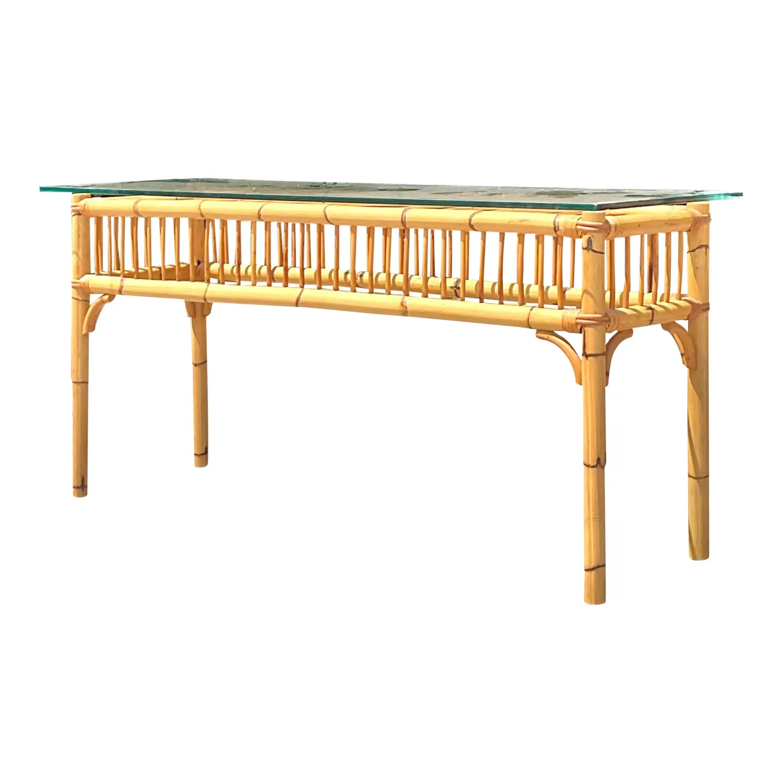 Vintage Coastal Bamboo Console Table — additional photo 1