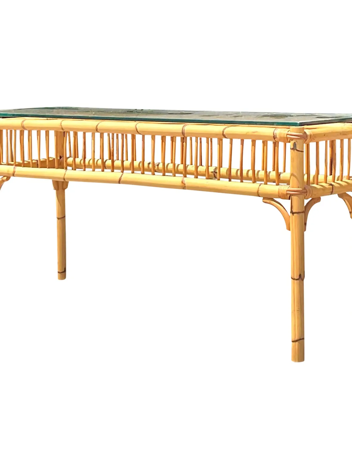 Vintage Coastal Bamboo Console Table