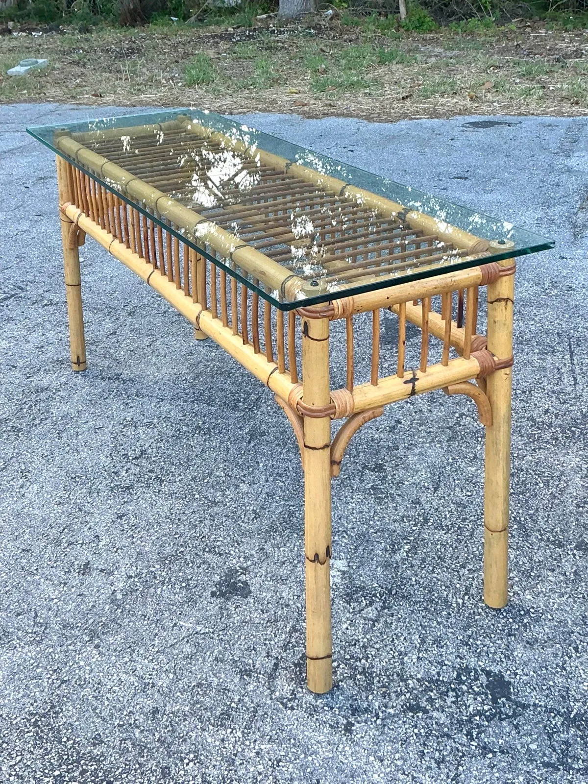 Vintage Coastal Bamboo Console Table — additional photo 8