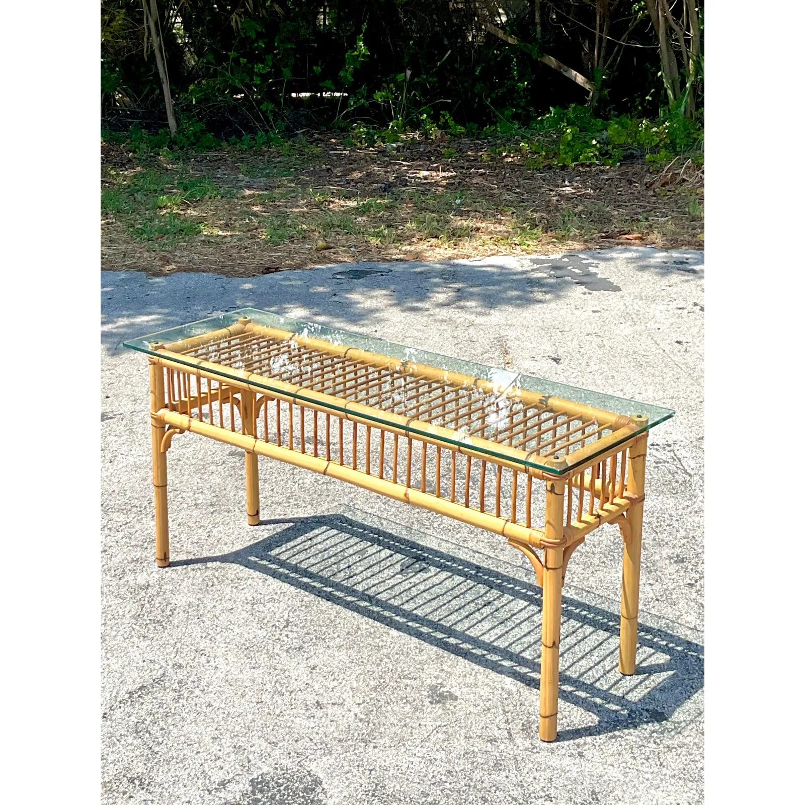 Vintage Coastal Bamboo Console Table — additional photo 2