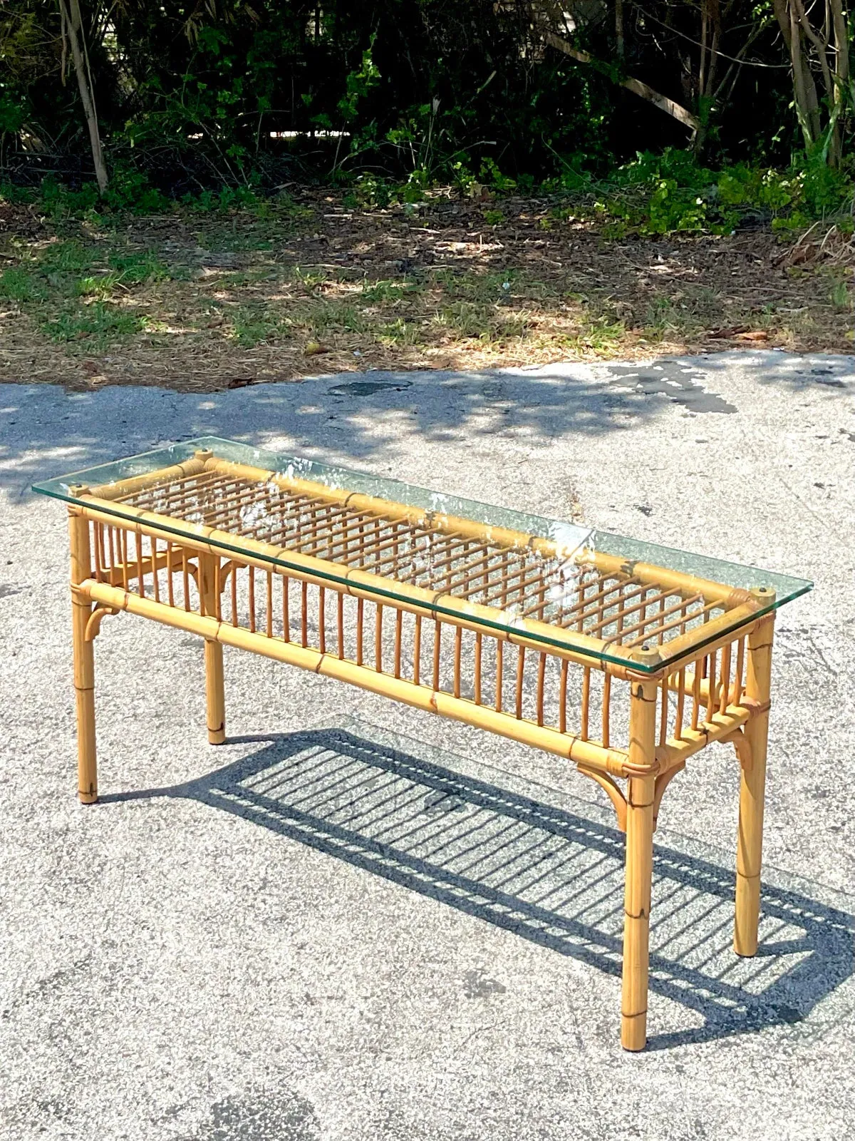Vintage Coastal Bamboo Console Table — additional photo 1