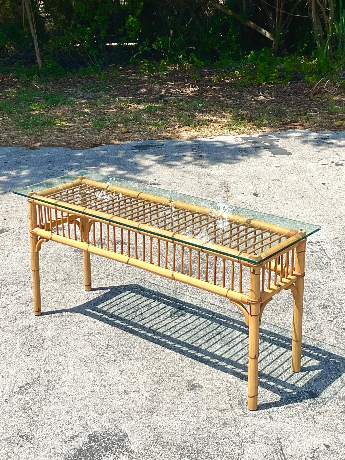 Vintage Coastal Bamboo Console Table — additional photo 3