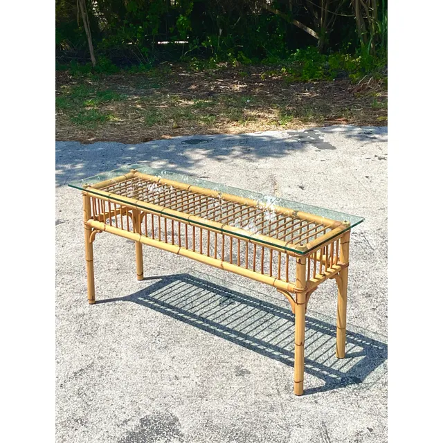 Vintage Coastal Bamboo Console Table — additional photo 3