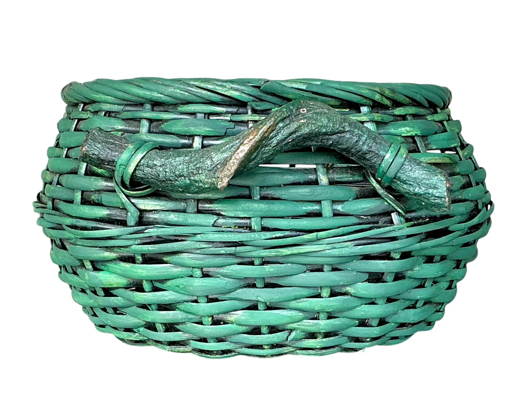 Vintage Boho Woven Rattan Branch Basket — additional photo 6