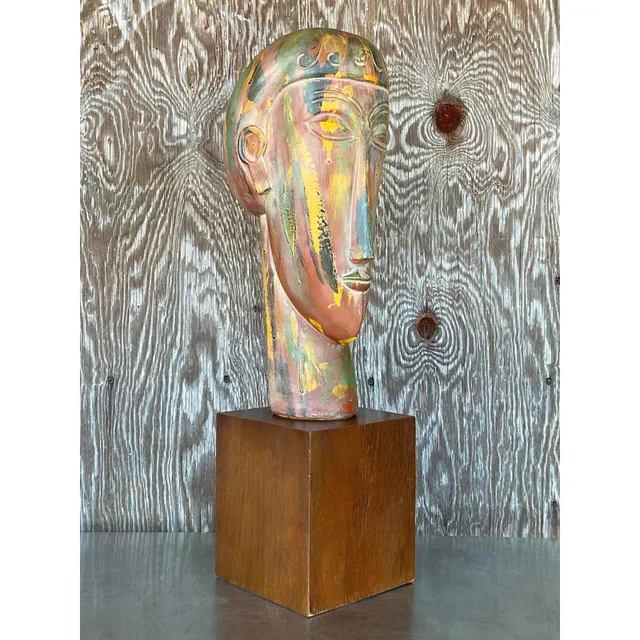 Vintage Boho Plaster Bust After Modigliani — additional photo 3