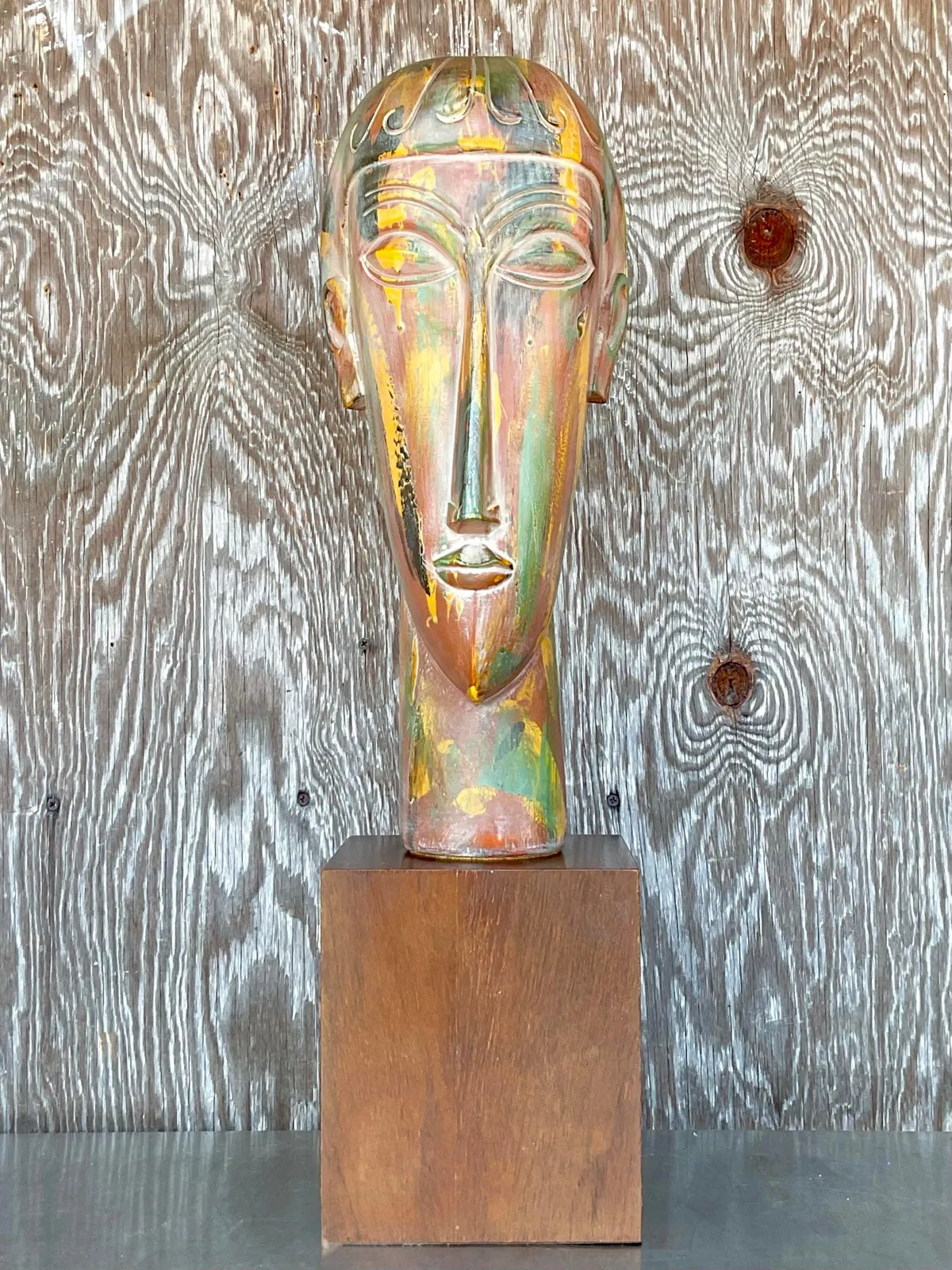Vintage Boho Plaster Bust After Modigliani — additional photo 3