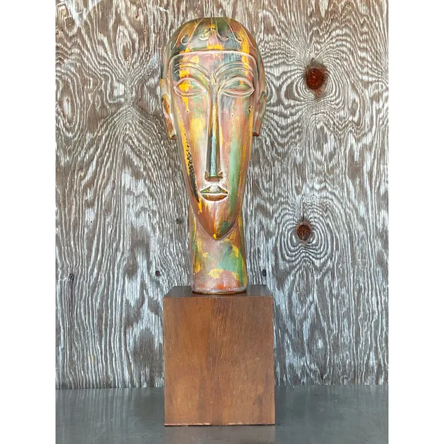 Vintage Boho Plaster Bust After Modigliani — additional photo 5