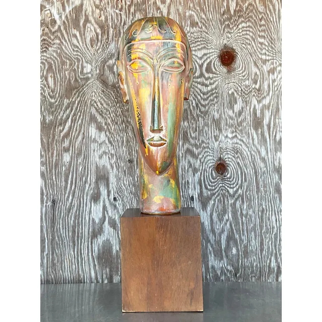 Vintage Boho Plaster Bust After Modigliani — additional photo 6