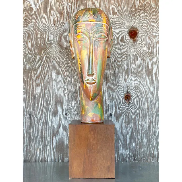 Vintage Boho Plaster Bust After Modigliani — additional photo 2