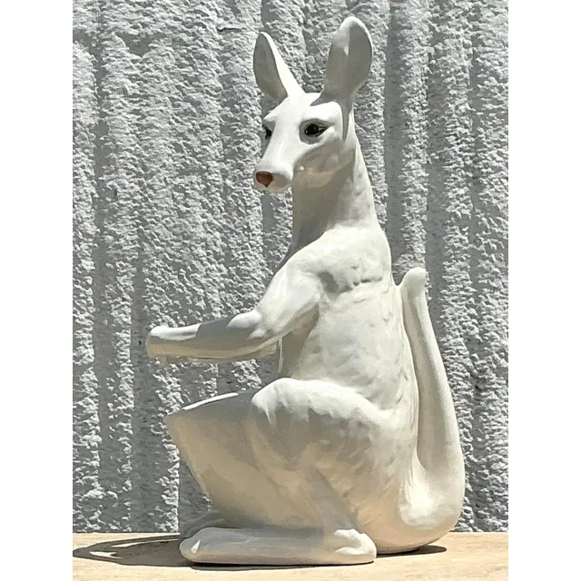 Vintage Boho Glazed Ceramic Kangaroo Planter — additional photo 1
