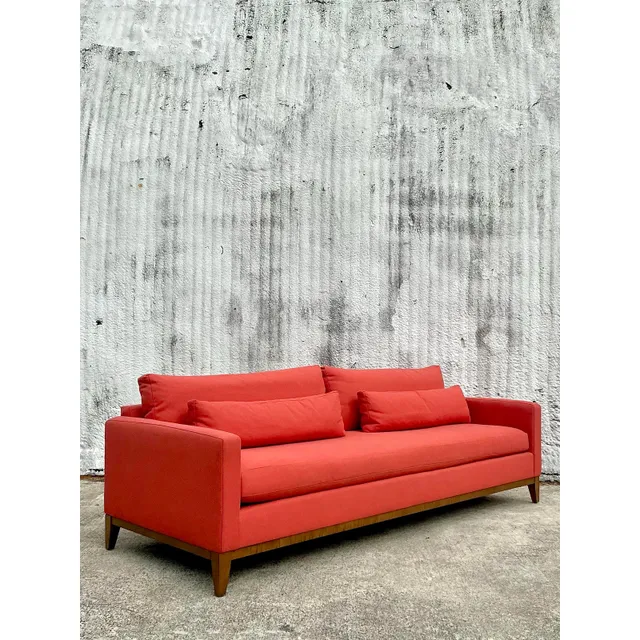 Vintage Boho Kravet Tuxedo Sofa in Perennials Nailhead — additional photo 5