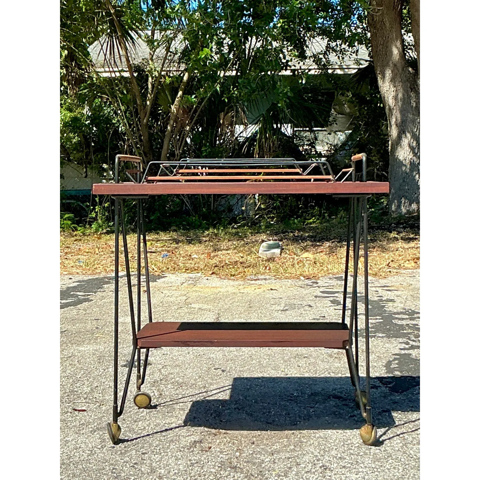 Vintage Swedish Teak Bar Cart With Serving Trays - Set of 3 — additional photo 5