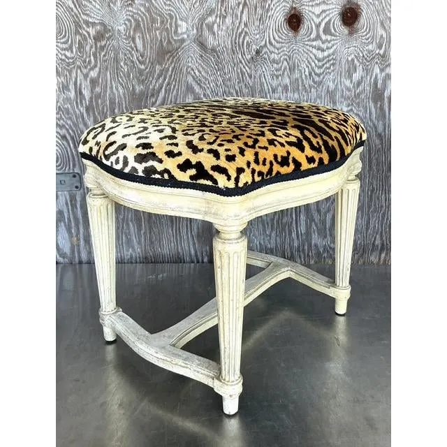 Vintage Regency Scalamandre Velvet Low Stool — additional photo 1