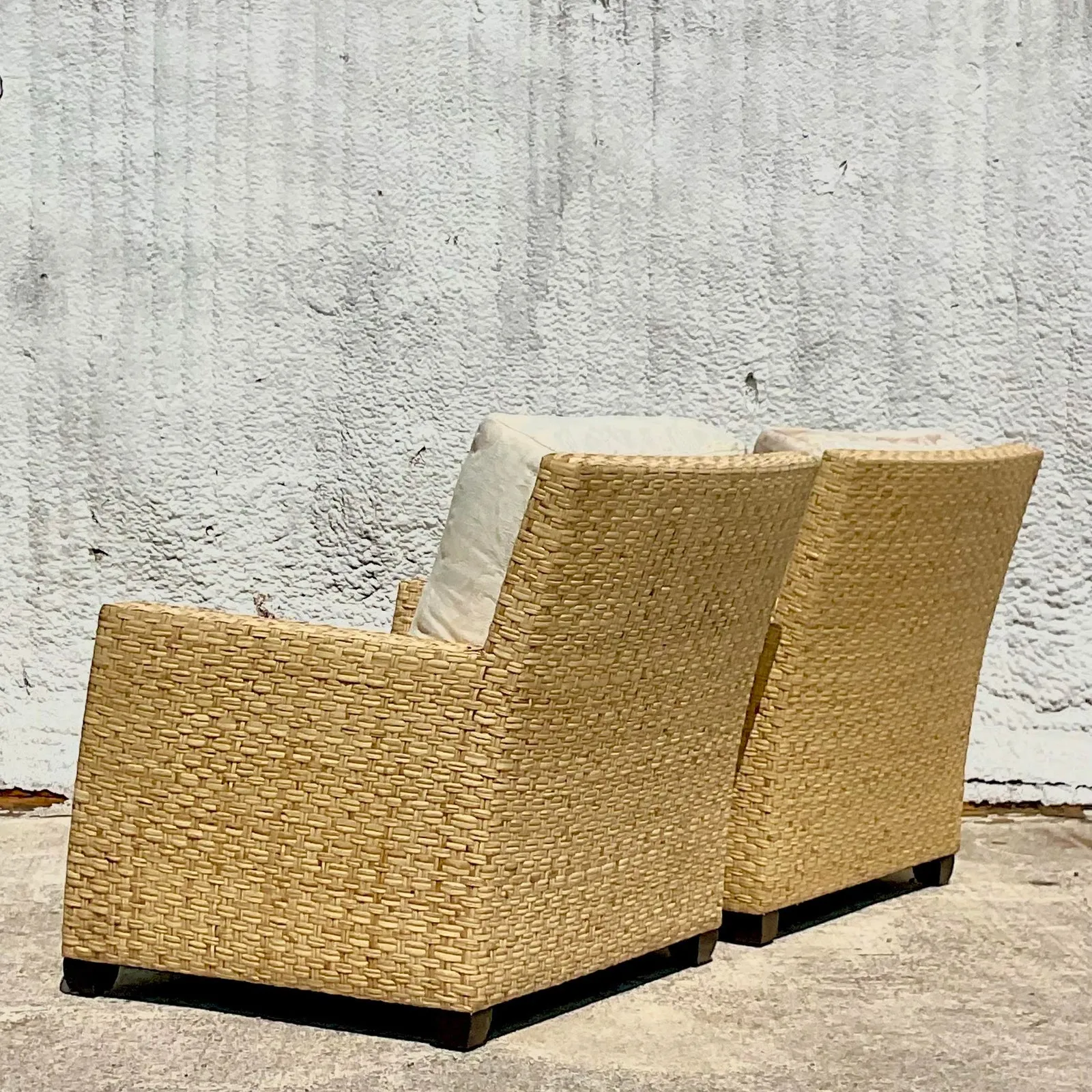 Vintage Coastal McGuire Limited Edition Wide Ribbon Rattan Lounge Chairs-A Pair — additional photo 1