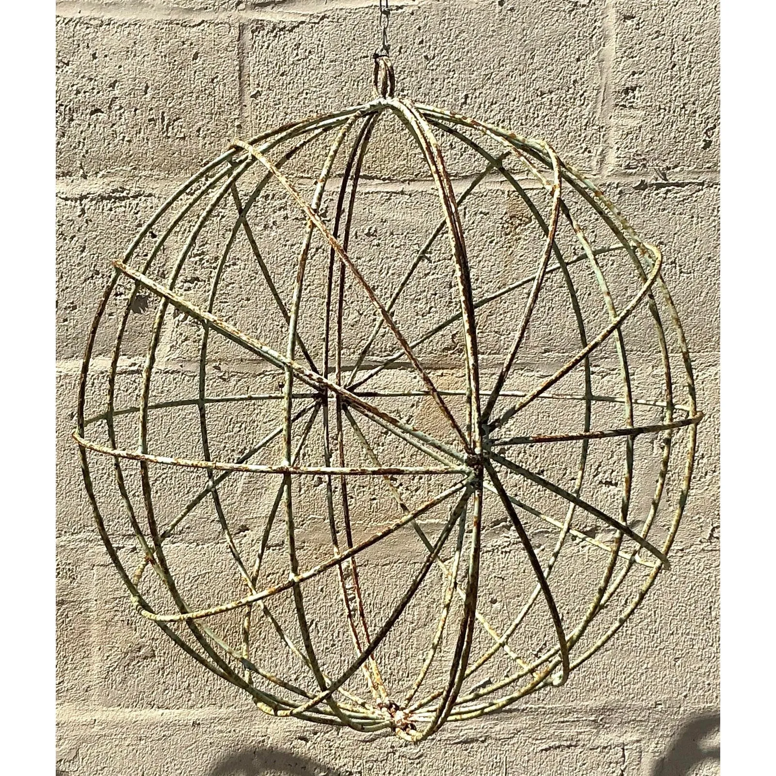 Vintage Boho Distressed Iron Sphere - A Pair — additional photo 1