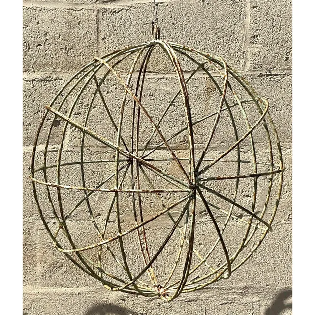 Vintage Boho Distressed Iron Sphere - A Pair — additional photo 1