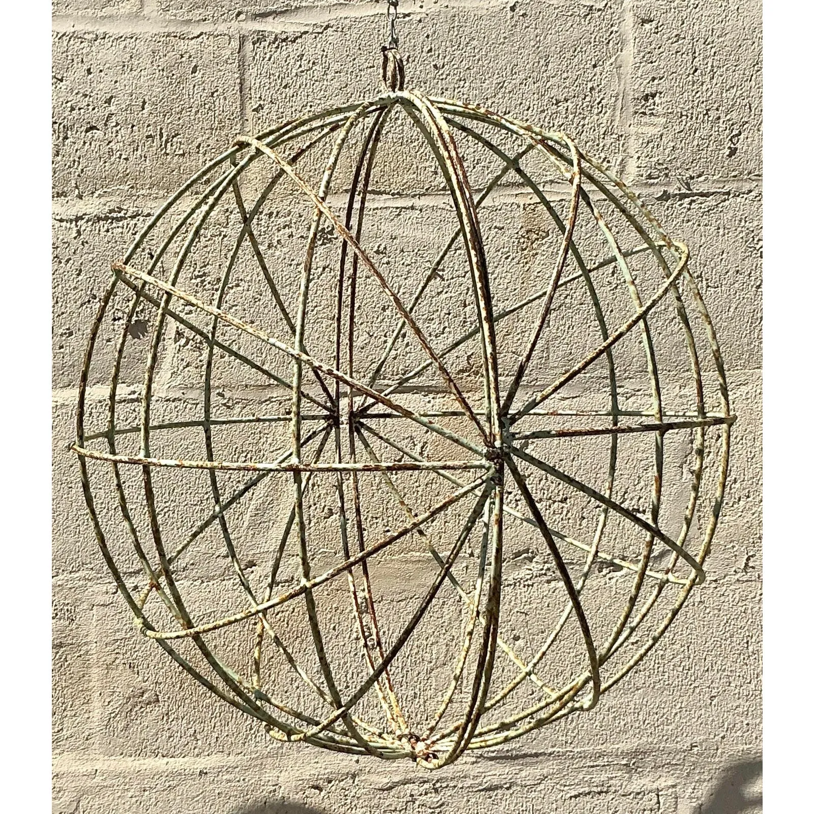 Vintage Boho Distressed Iron Sphere - A Pair — additional photo 2