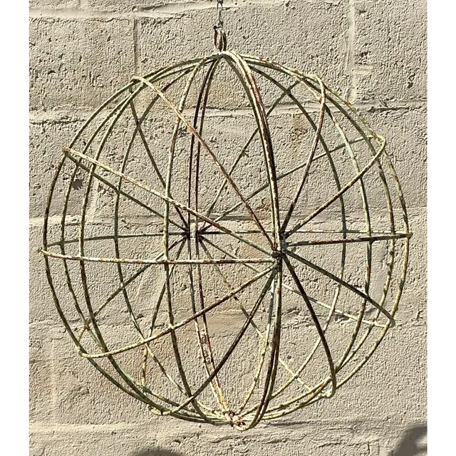 Vintage Boho Distressed Iron Sphere - A Pair — additional photo 2