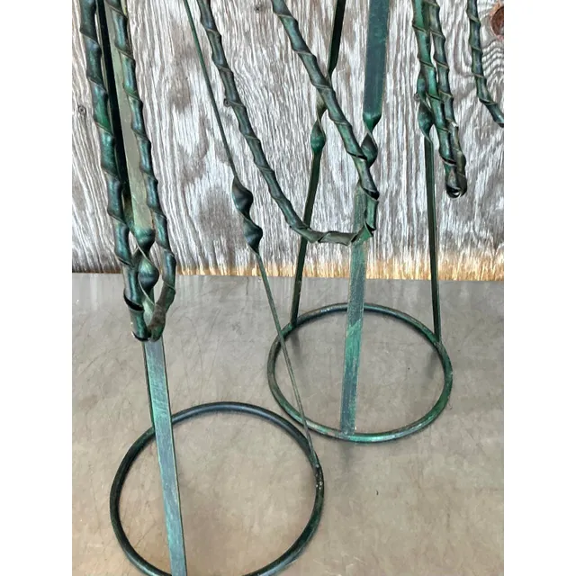 Vintage Boho Wrought Iron Bow Candlesticks- A Pair — additional photo 4