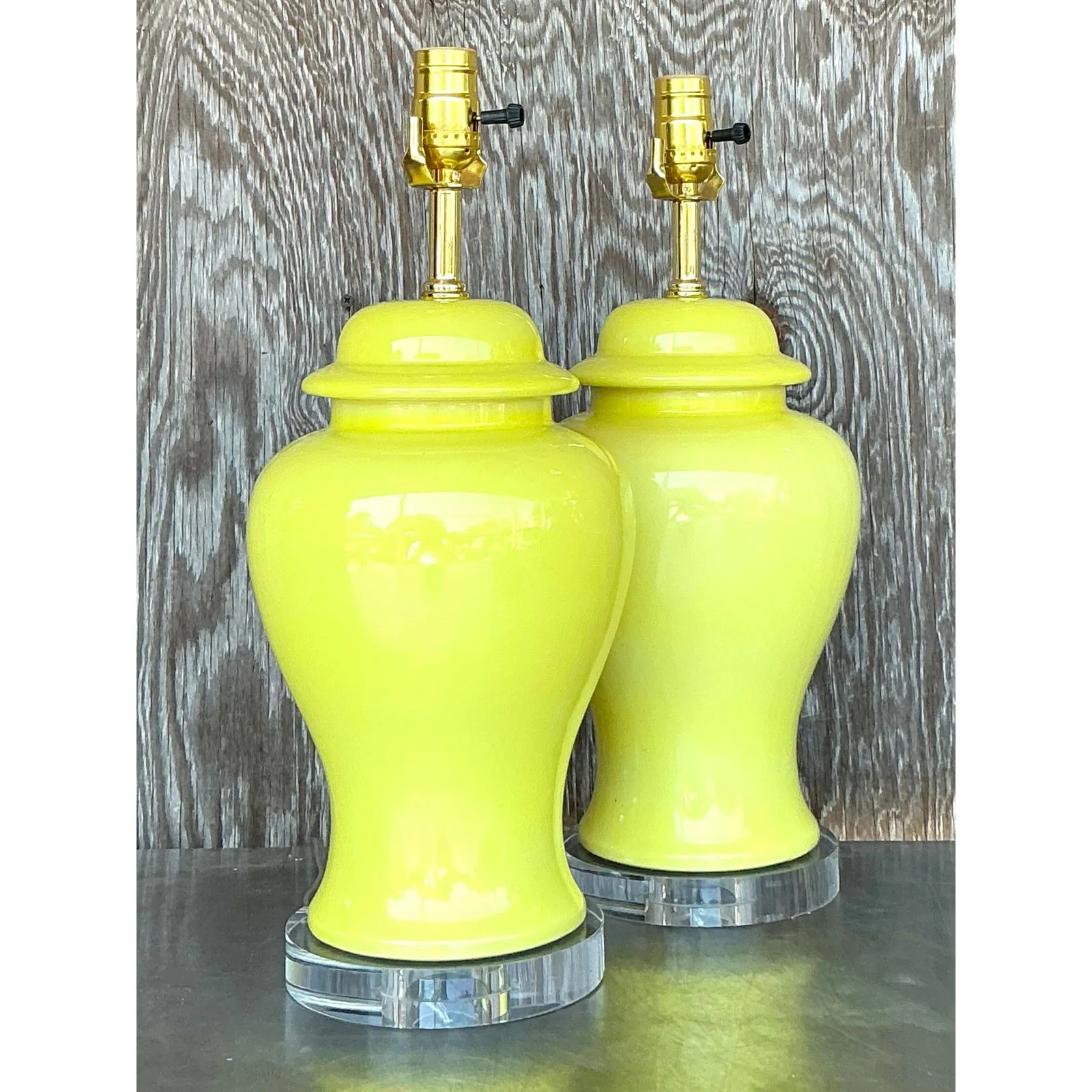 Vintage Regency Glazed Ceramic Ginger Jar Lamps - A Pair — additional photo 1