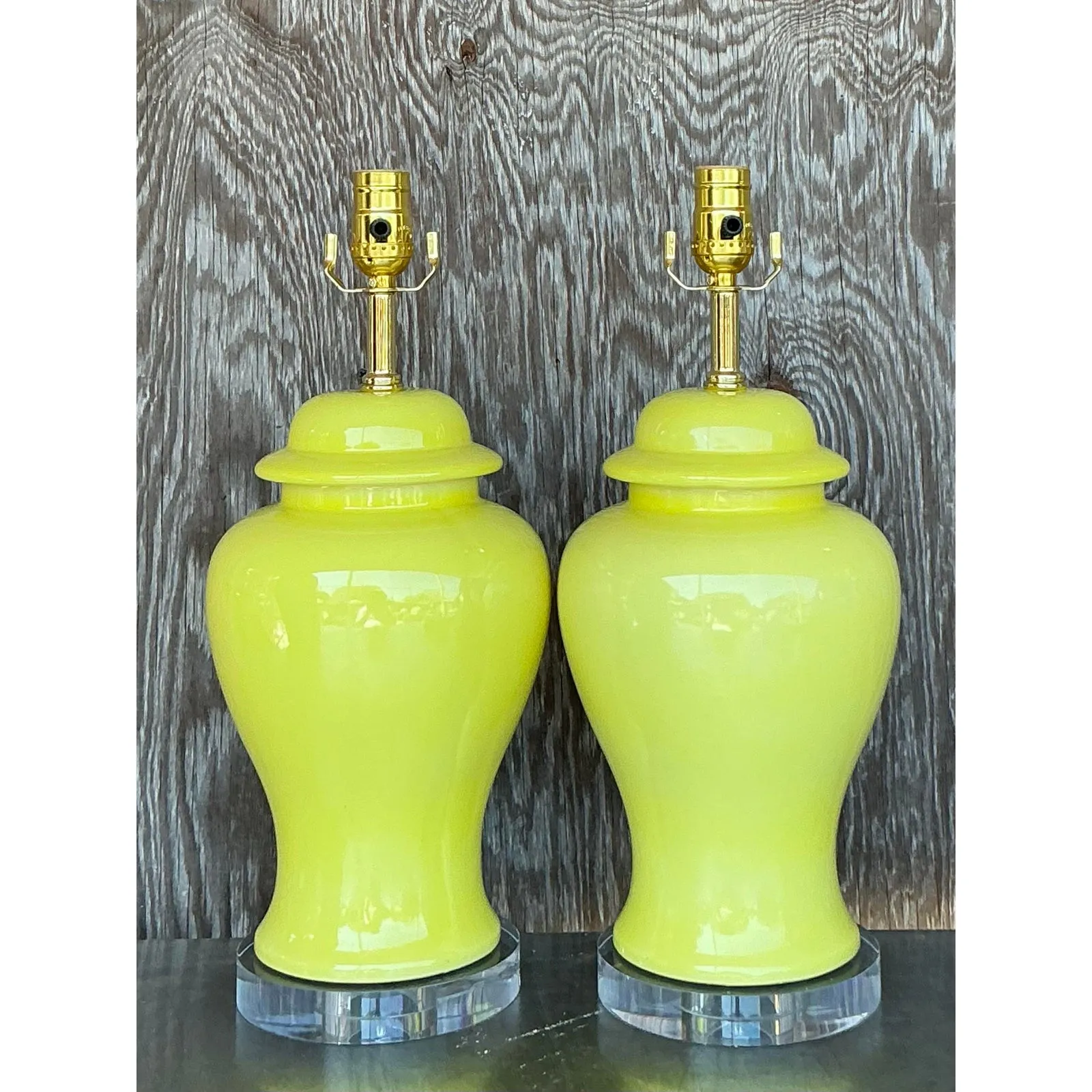 Vintage Regency Glazed Ceramic Ginger Jar Lamps - A Pair — additional photo 2