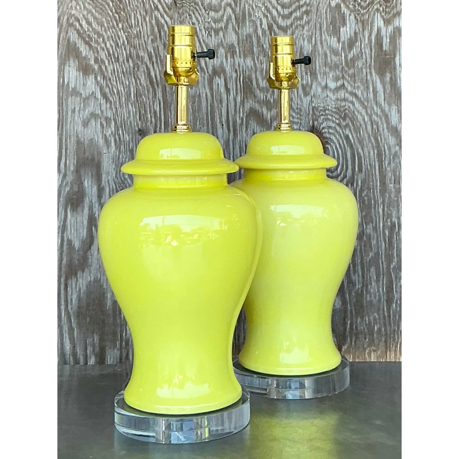 Vintage Regency Glazed Ceramic Ginger Jar Lamps - A Pair — additional photo 3