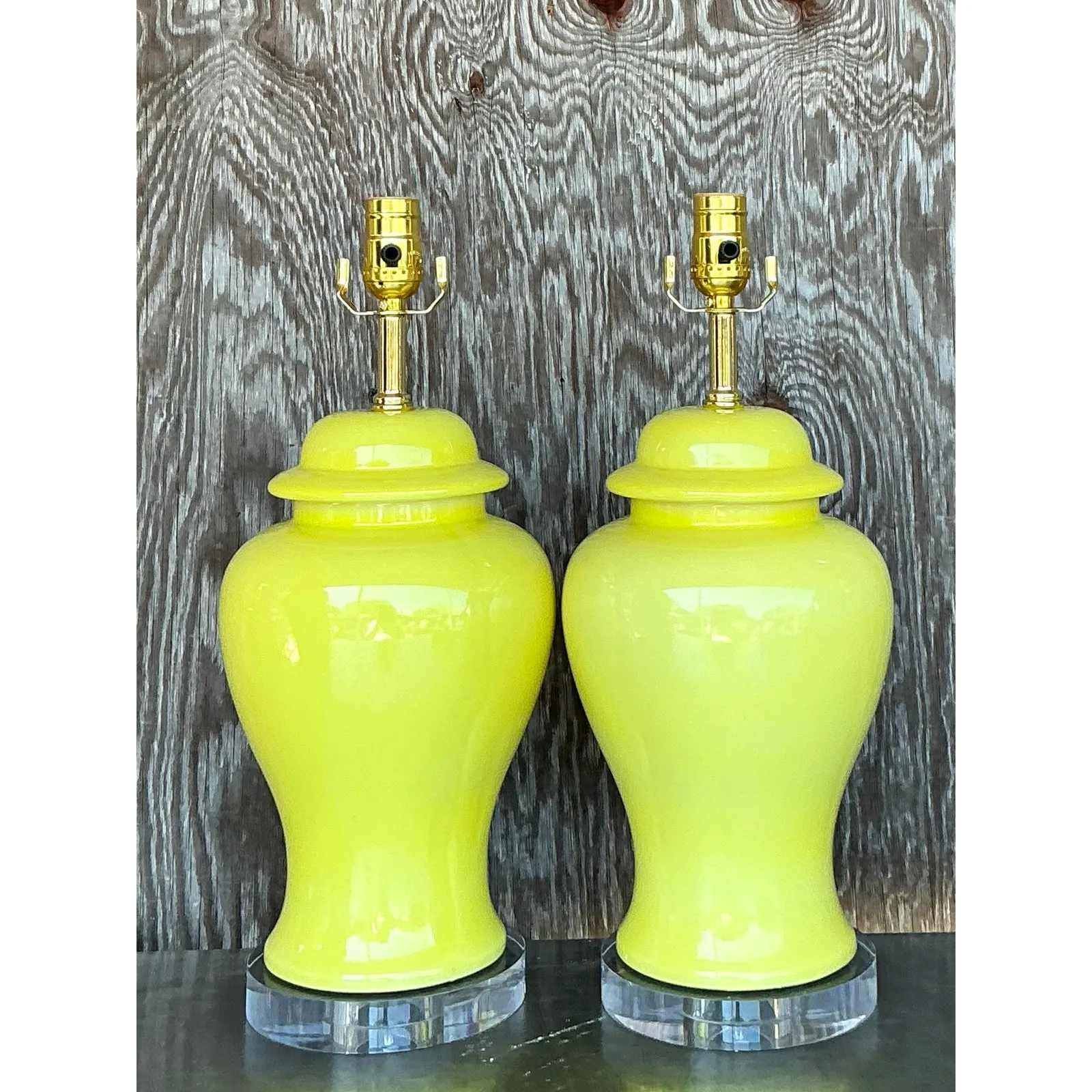 Vintage Regency Glazed Ceramic Ginger Jar Lamps - A Pair — additional photo 4