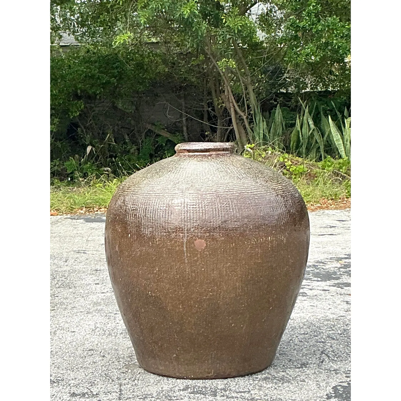 Vintage Boho Monumental Glazed Earthenware Jug — additional photo 1