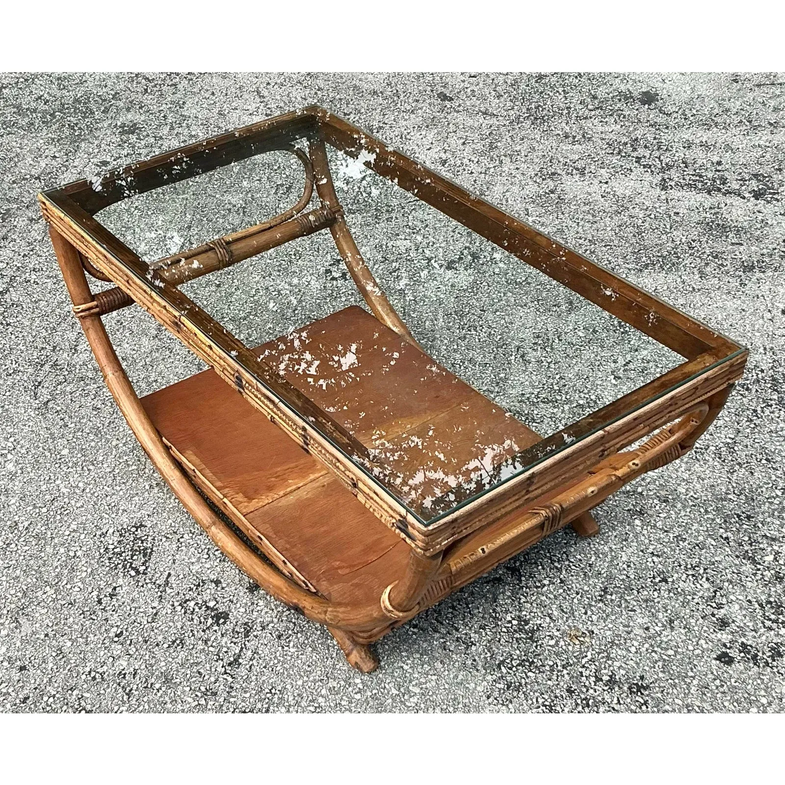 Vintage Coastal Bent Rattan Coffee Table — additional photo 6