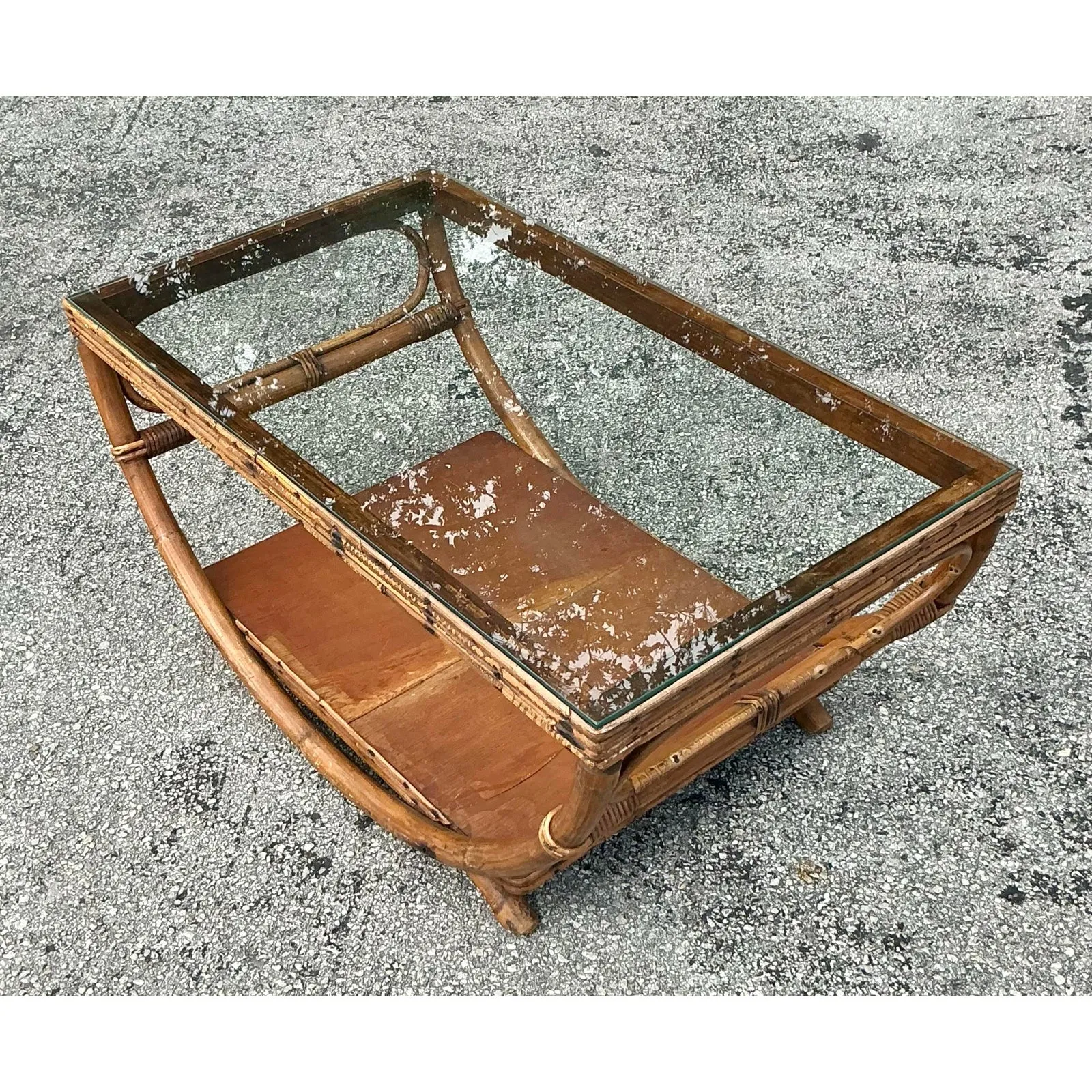 Vintage Coastal Bent Rattan Coffee Table — additional photo 7