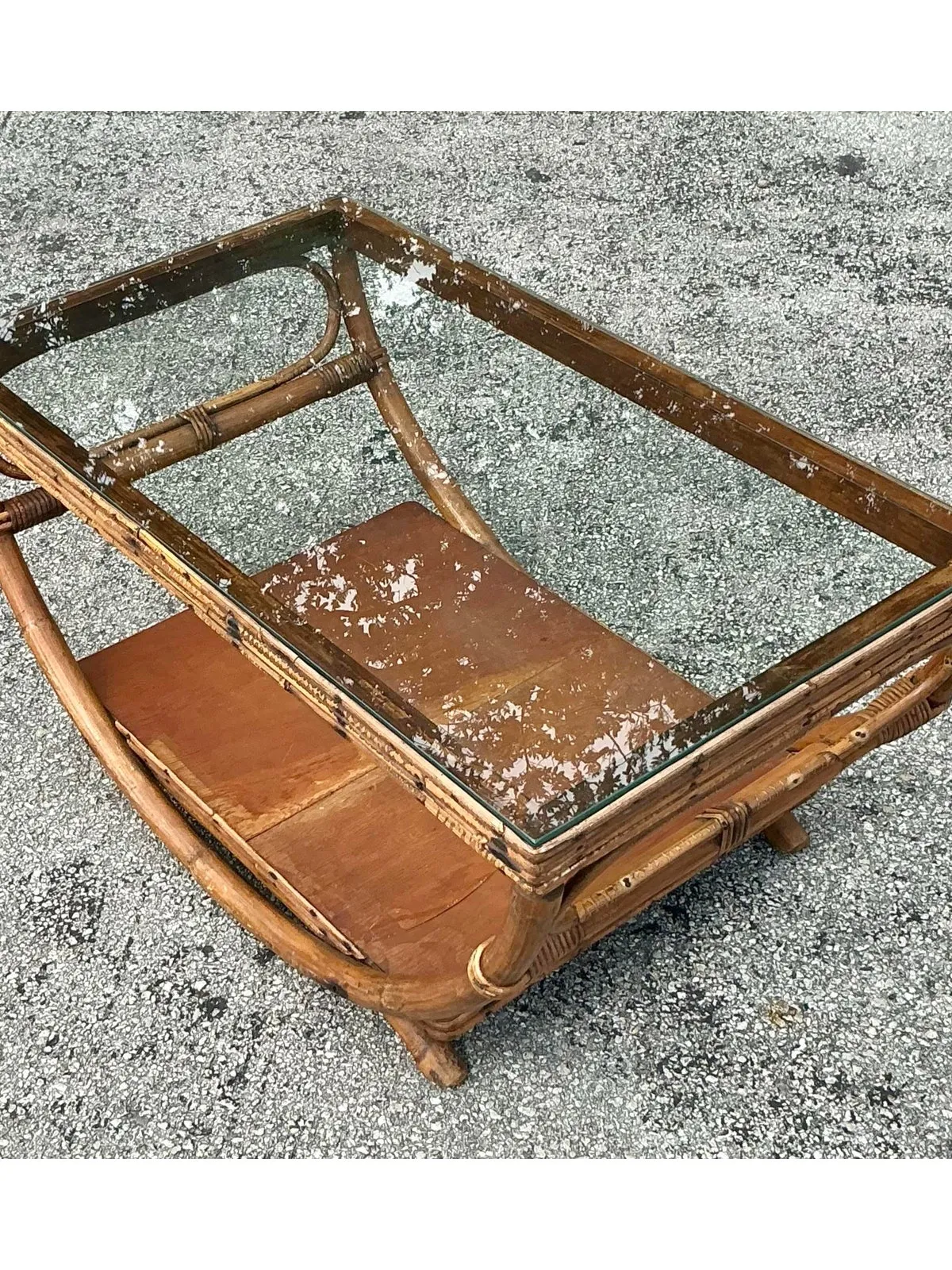 Vintage Coastal Bent Rattan Coffee Table — additional photo 7