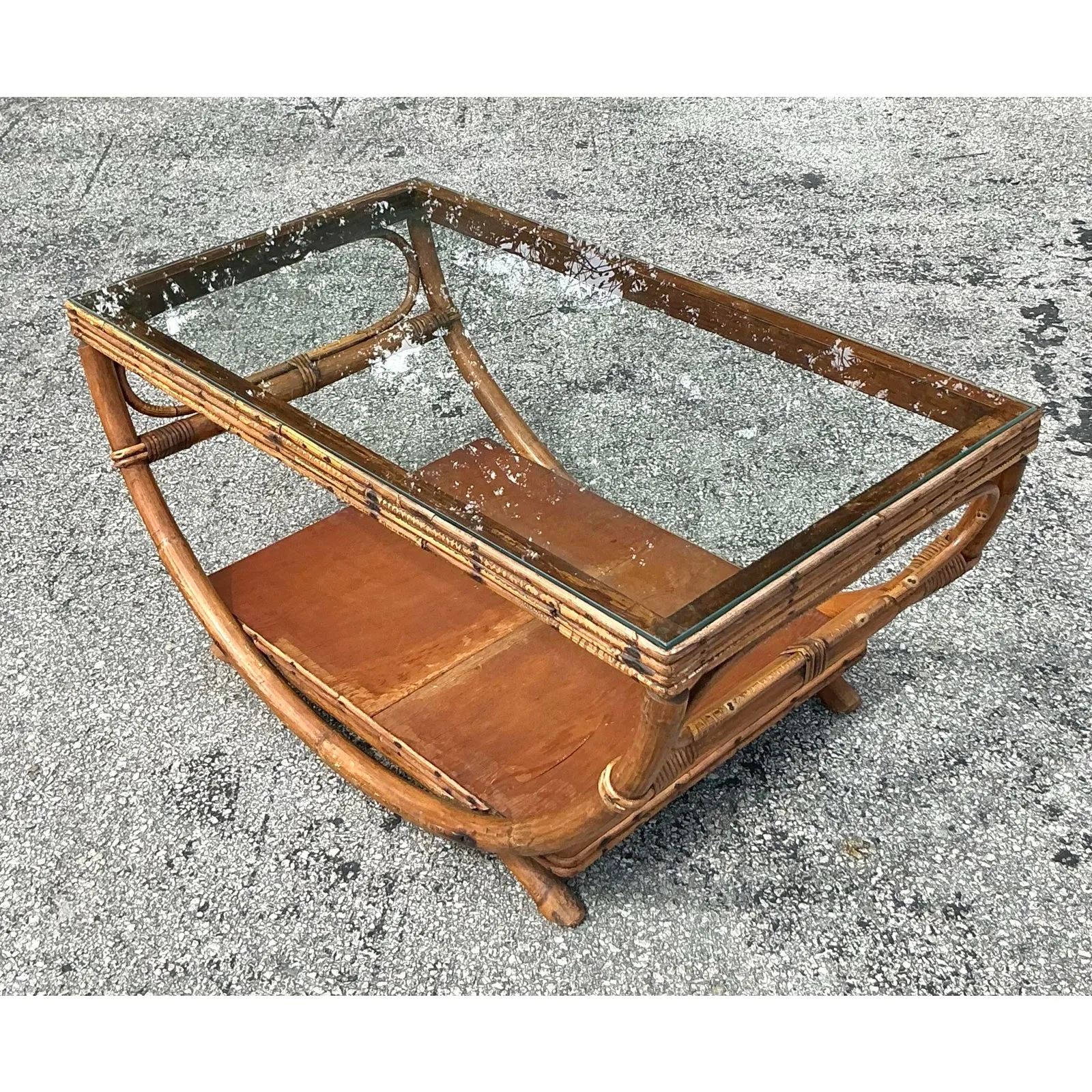 Vintage Coastal Bent Rattan Coffee Table — additional photo 8