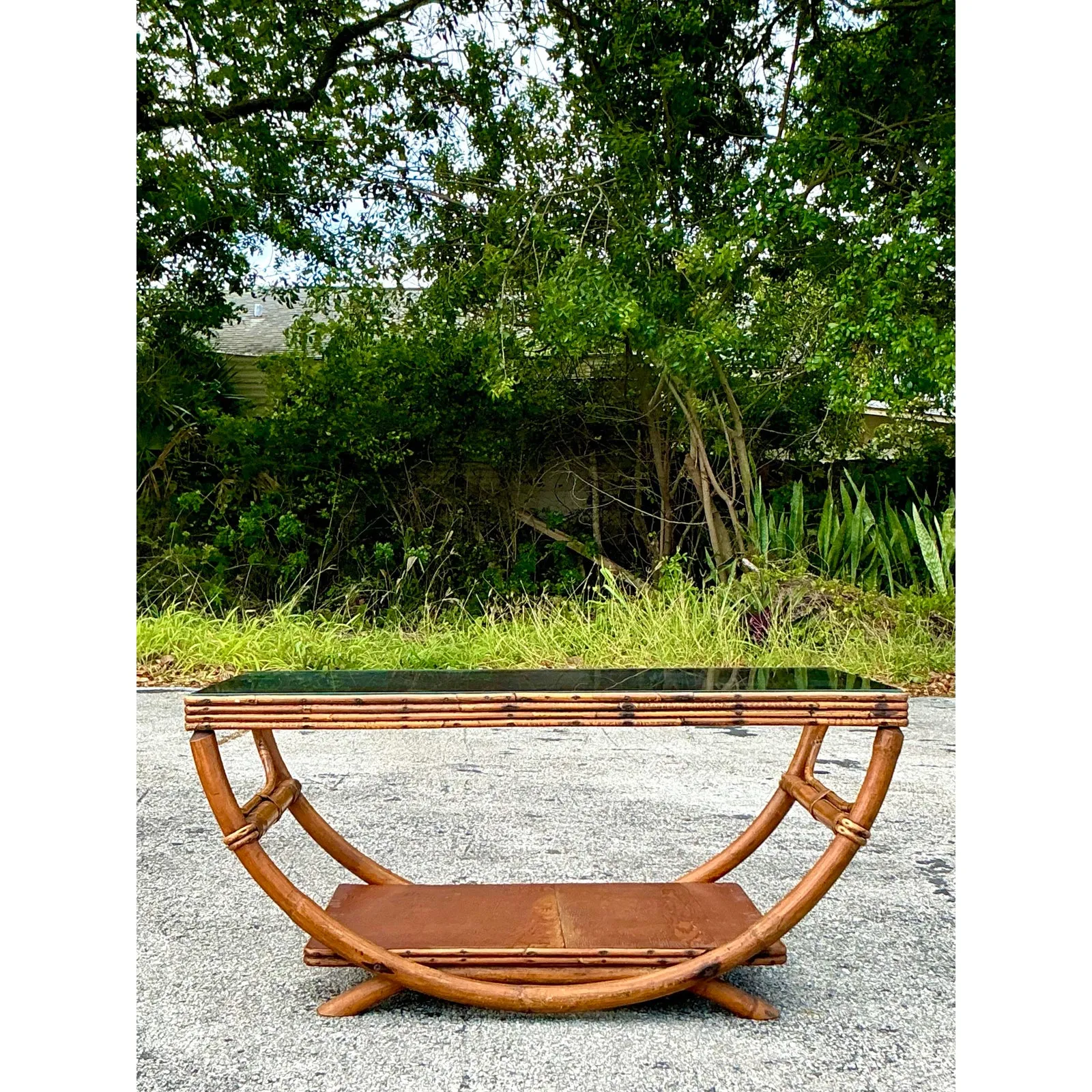 Vintage Coastal Bent Rattan Coffee Table — additional photo 5