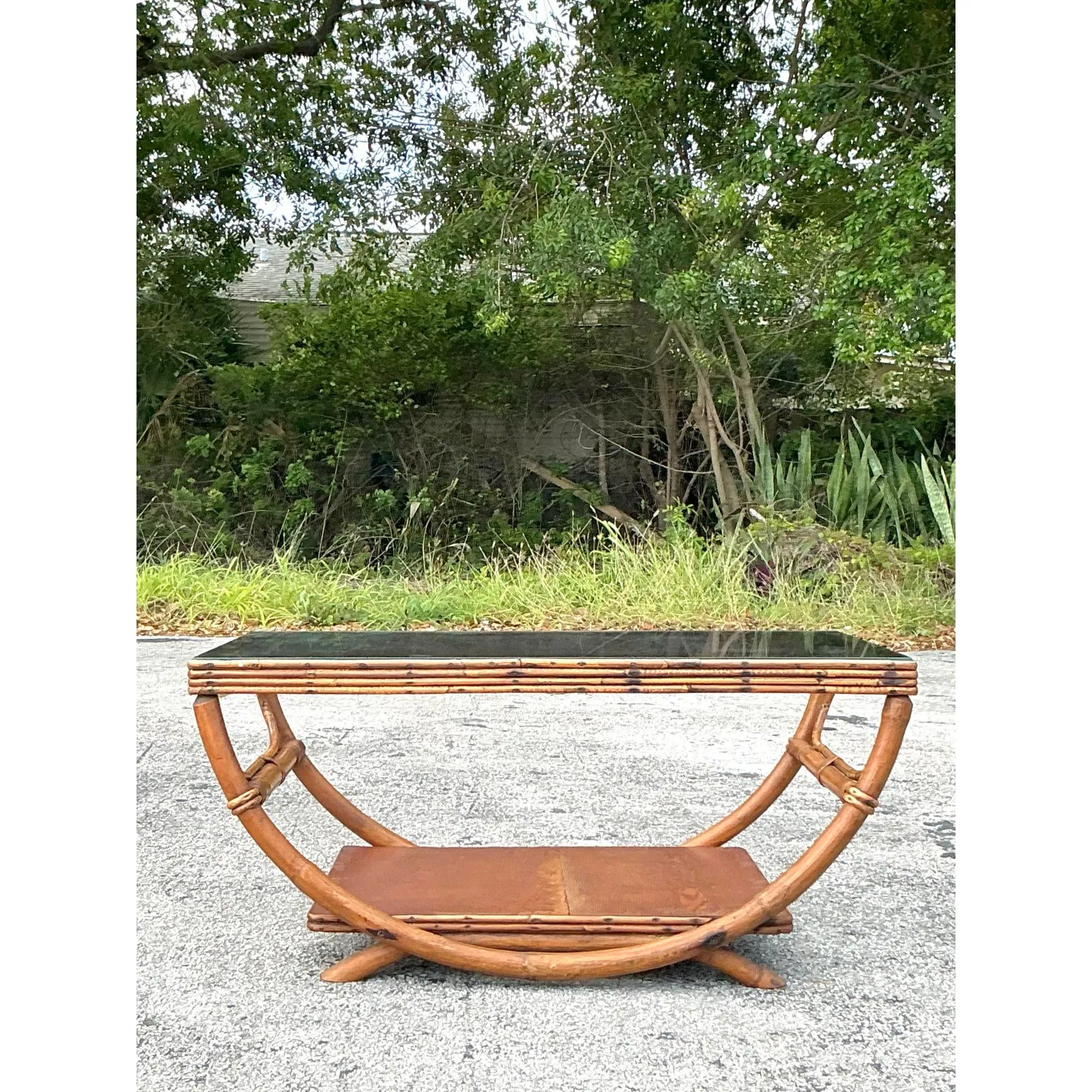 Vintage Coastal Bent Rattan Coffee Table — additional photo 3