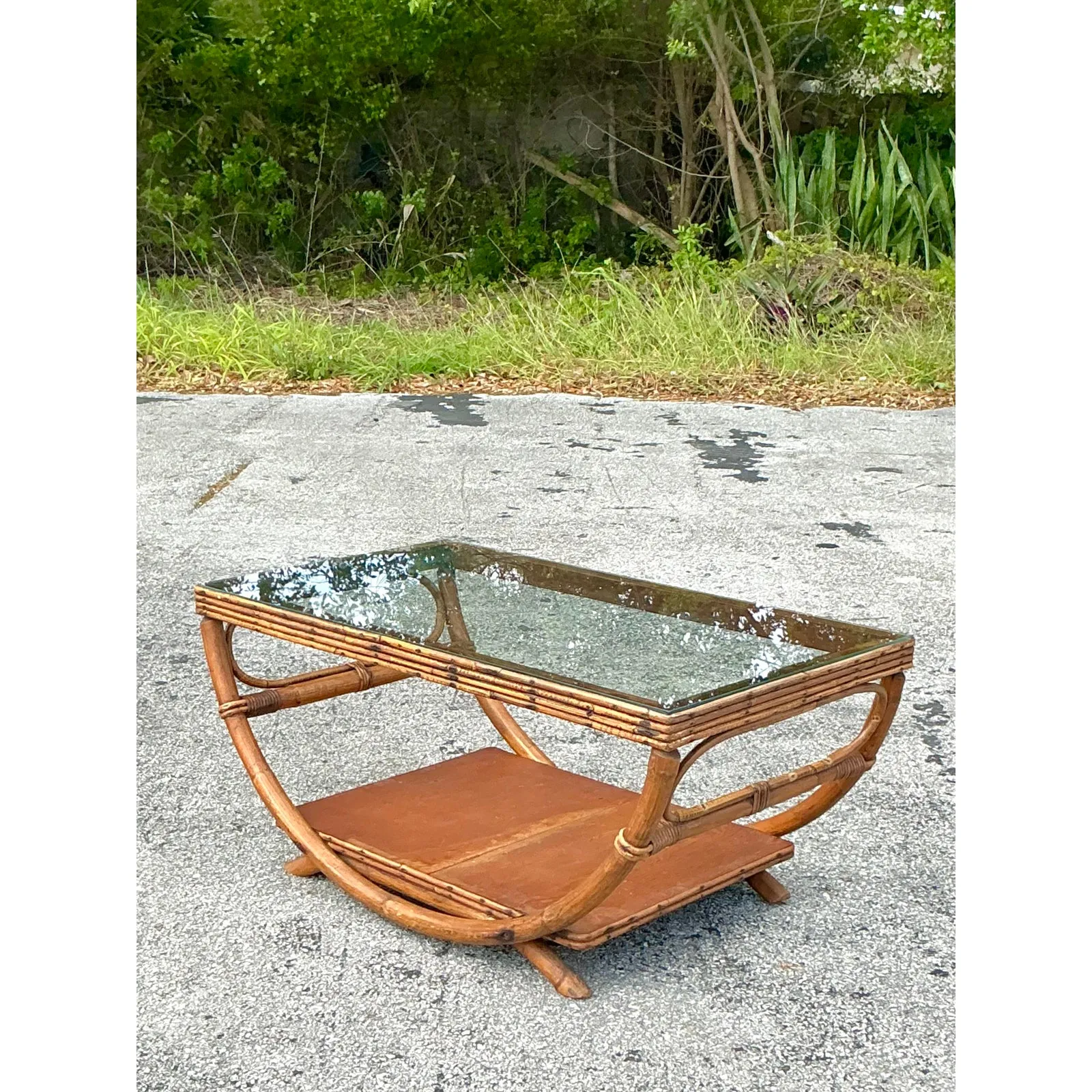 Vintage Coastal Bent Rattan Coffee Table — additional photo 2