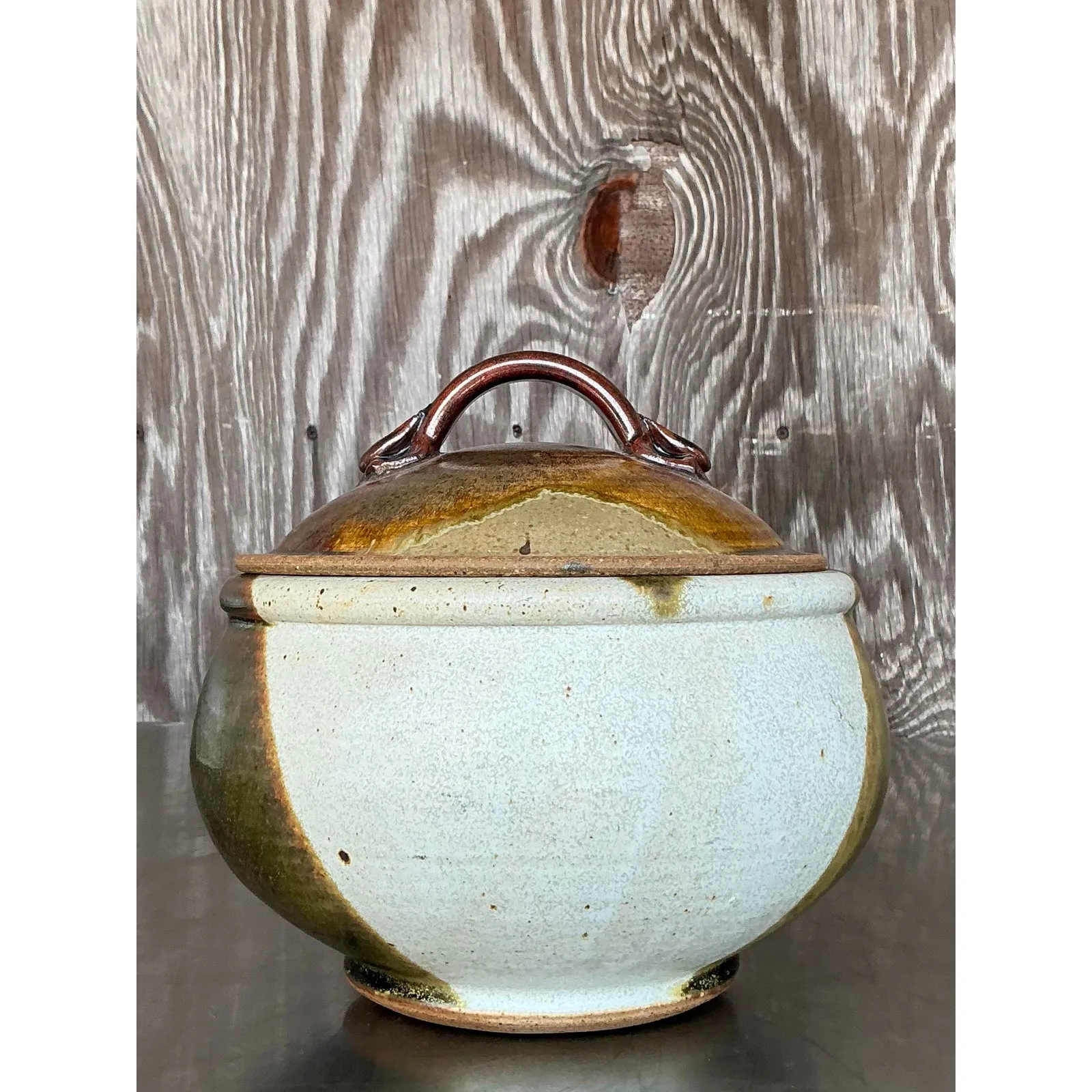 Vintage Boho Studio Pottery Lidded Bowl — additional photo 2