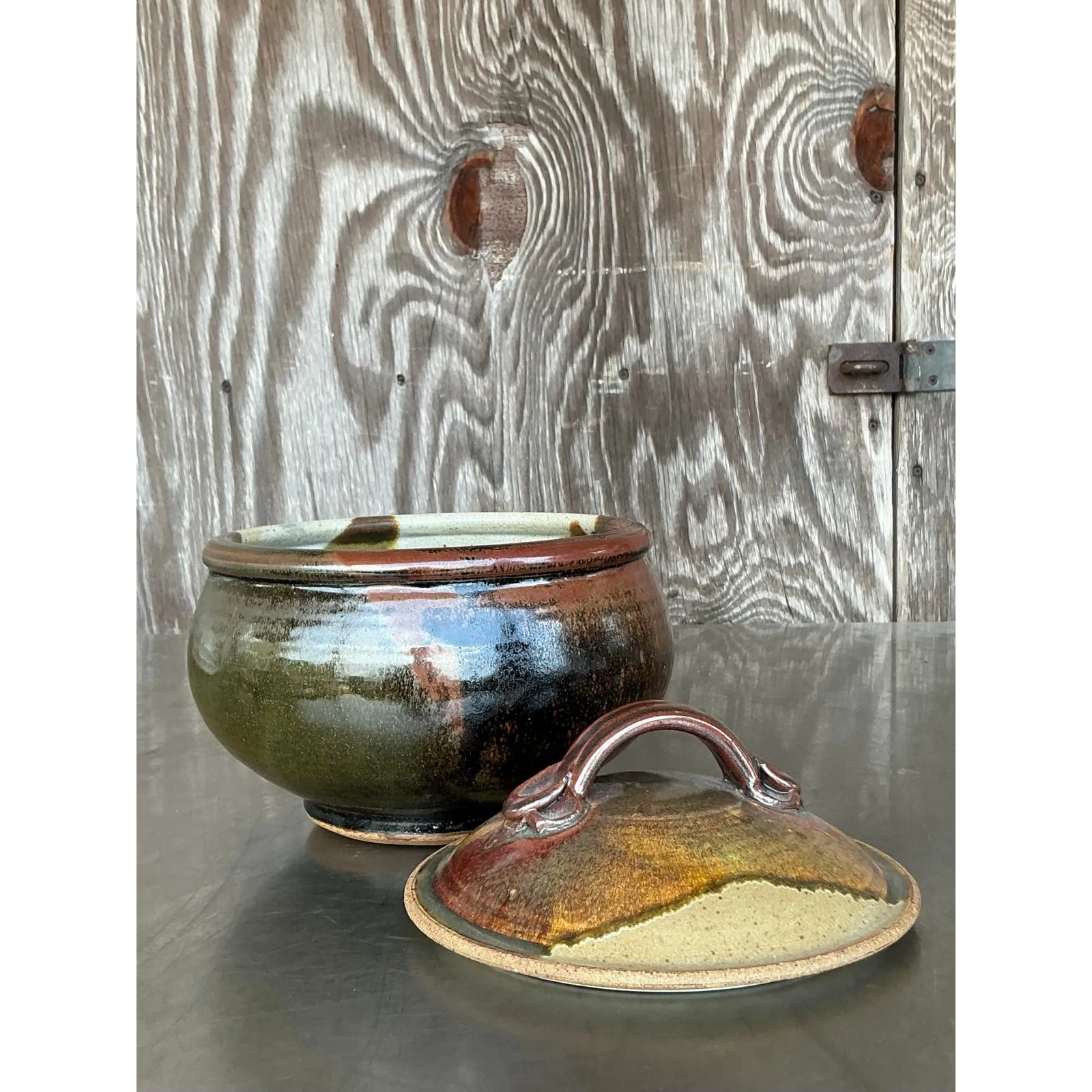 Vintage Boho Studio Pottery Lidded Bowl — additional photo 3