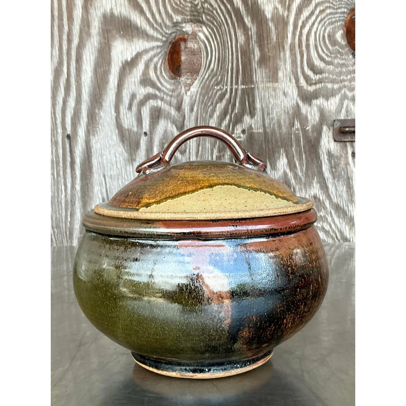 Vintage Boho Studio Pottery Lidded Bowl — additional photo 5
