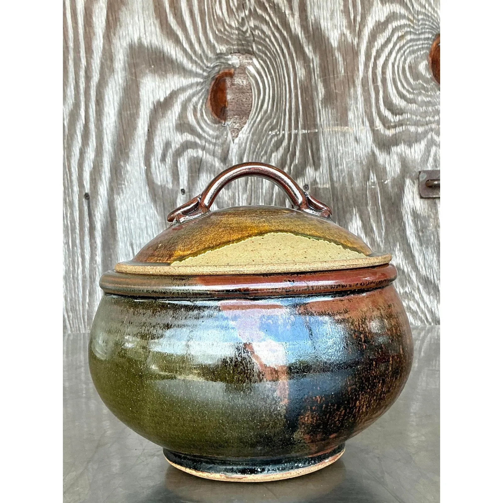 Vintage Boho Studio Pottery Lidded Bowl — additional photo 7