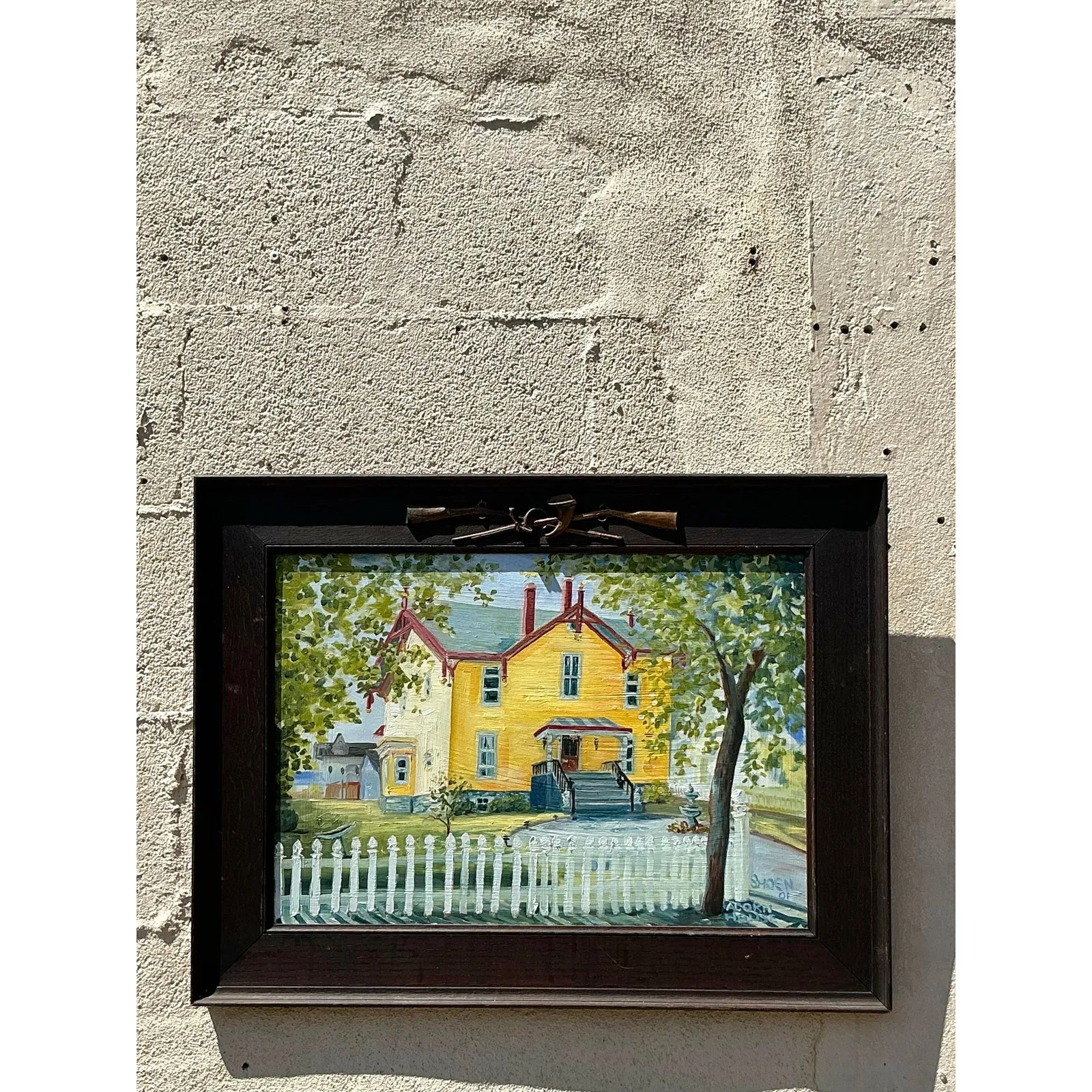 Vintage Boho Primitive Landscape Oil on Board — additional photo 2