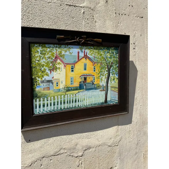 Vintage Boho Primitive Landscape Oil on Board — additional photo 3