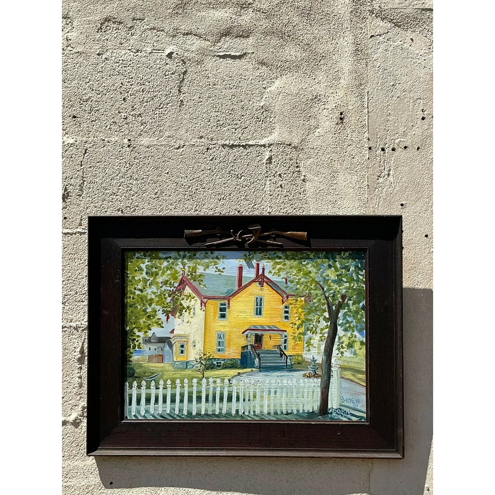 Vintage Boho Primitive Landscape Oil on Board — additional photo 4
