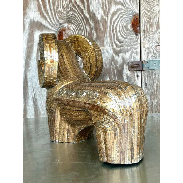 Late 20th Century Vintage Boho Glass Mosaic Abstract Ram — additional photo 5